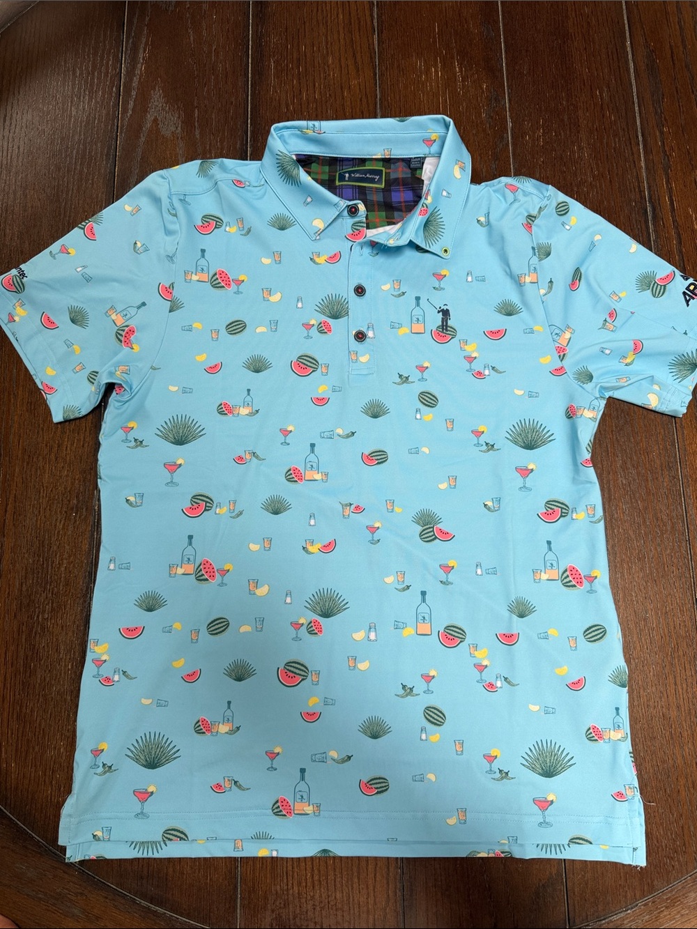 Vineyard Vines Sky Blue Tropical Cocktail Print Polo New M